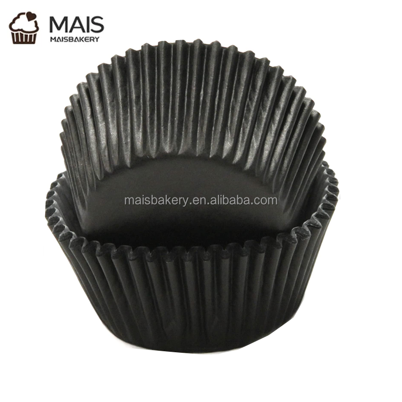 MaisBakery wholesale disposable round muffin baking cake cup muffin wrappers fluted paper baking cup in  black color