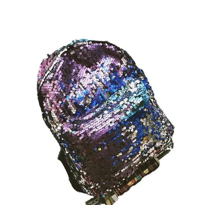 Top Quality Iridescence Black Color Best Price  Changing Glitter Big Spangle Sequin Backpack