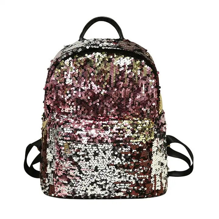 Top Quality Iridescence Black Color Best Price  Changing Glitter Big Spangle Sequin Backpack