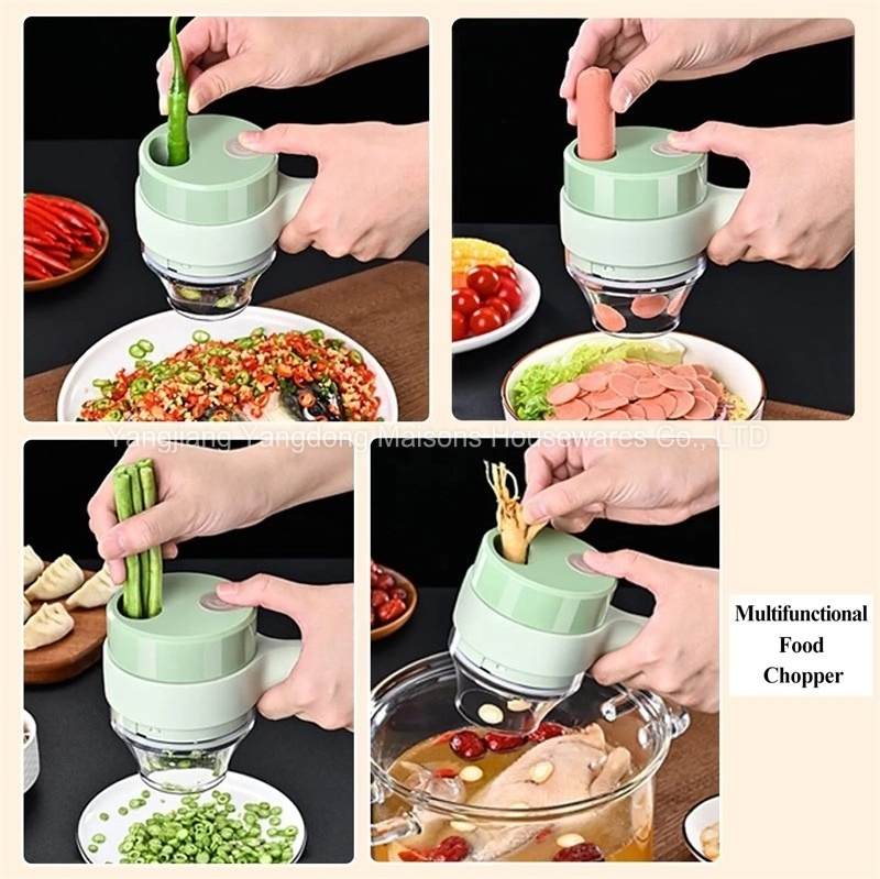 Maisons Kitchen Gadgets 4 in 1 Handheld Electric Vegetable Cutter Set Multifunction Electric Food Chopper