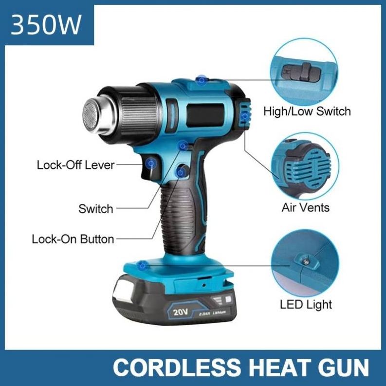 20V Cordless Rechargeable Battery Heating Heat Gun Hot Air Gun Wireless Heat Gun