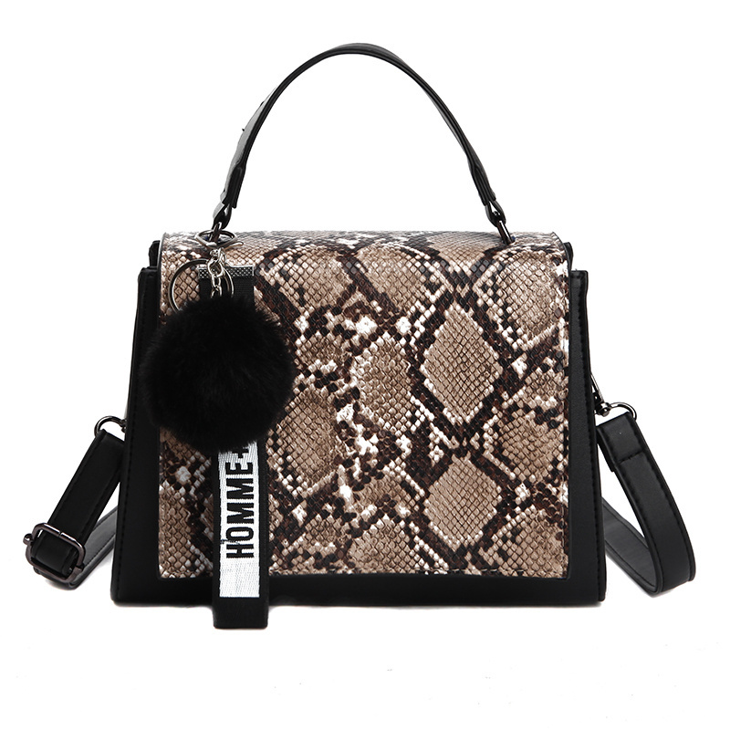 New Fashion Latest Design Ladies Snake Pattern travel hand bag luxury leather python handbag