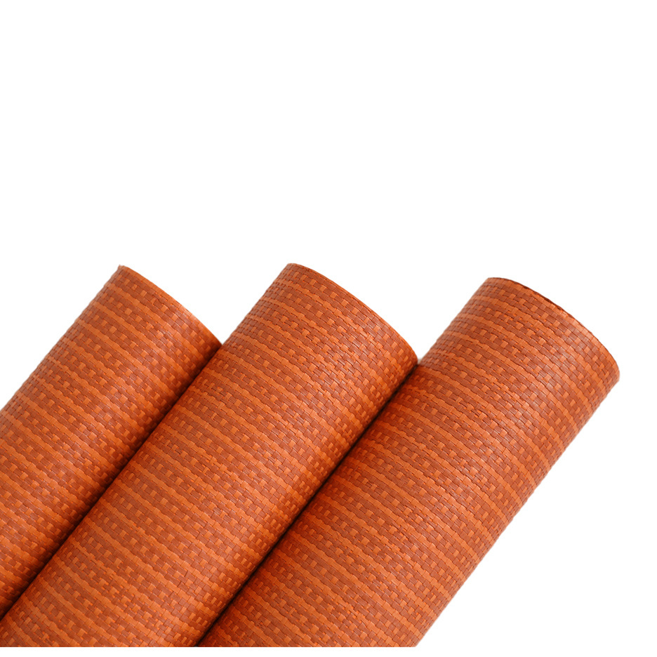 Free Sample MYWIND Wall covering Modern Textured orange Natural  Paper-Weave Wallpaper For Interior Wall Decoration