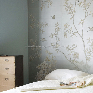 high quality hand painted silk bedroom wallpaper for home