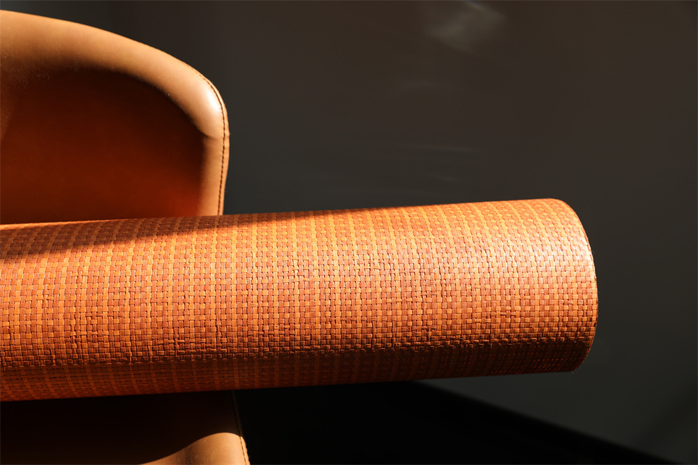 Free Sample MYWIND Wall covering Modern Textured orange Natural  Paper-Weave Wallpaper For Interior Wall Decoration