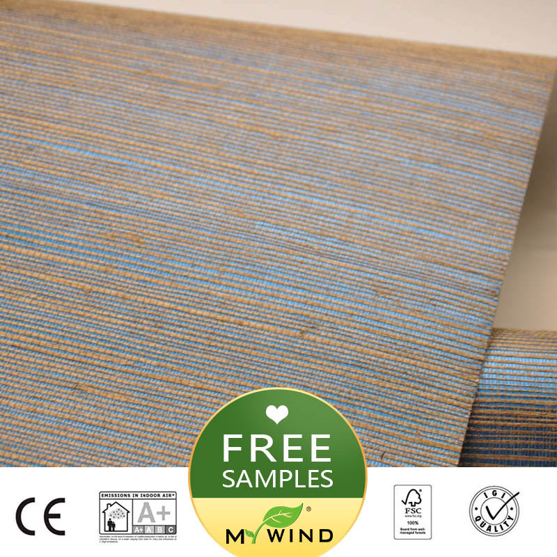 Free sample blue and brown sisal wholesale mural 3d home wallpaper