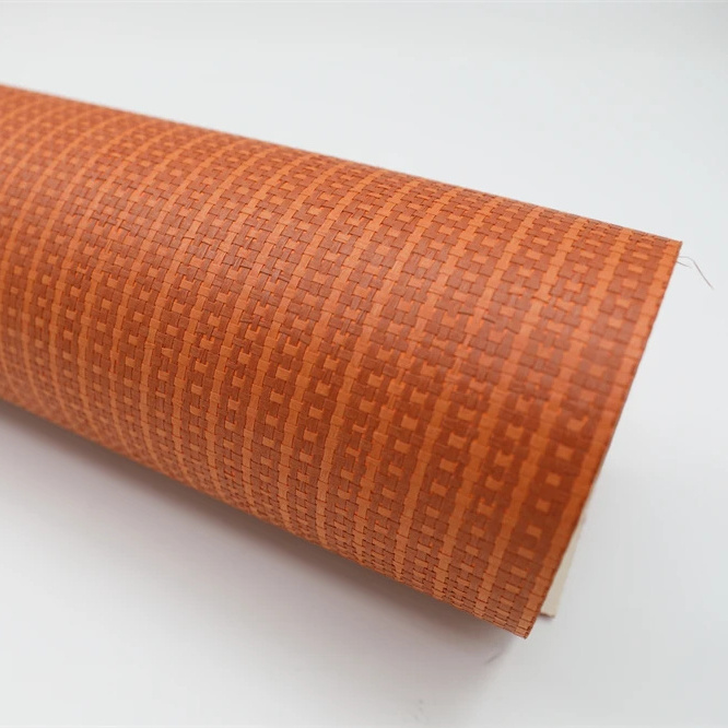 Free Sample MYWIND Wall covering Modern Textured orange Natural  Paper-Weave Wallpaper For Interior Wall Decoration