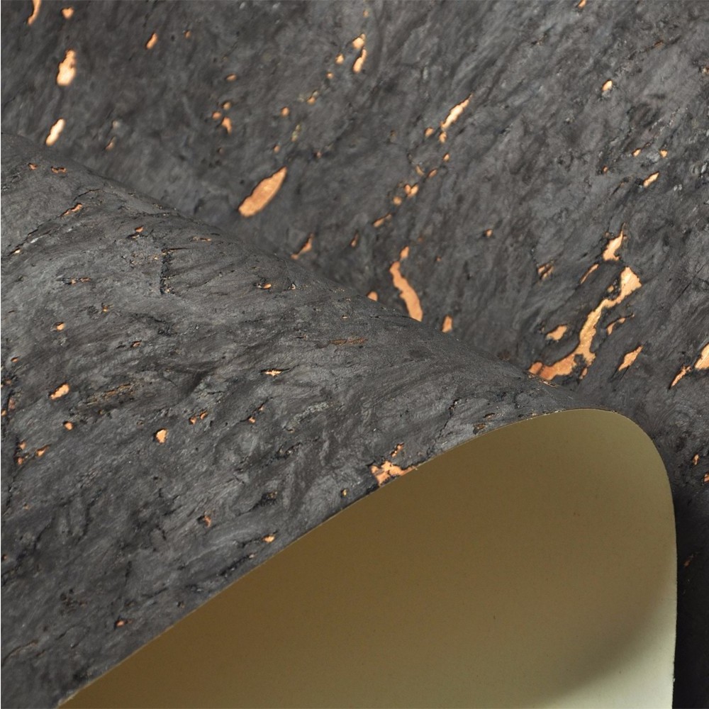 New Latest Design Black Cork Wallpaper With Rose Gold Metallic Living Home Hotel Decoration