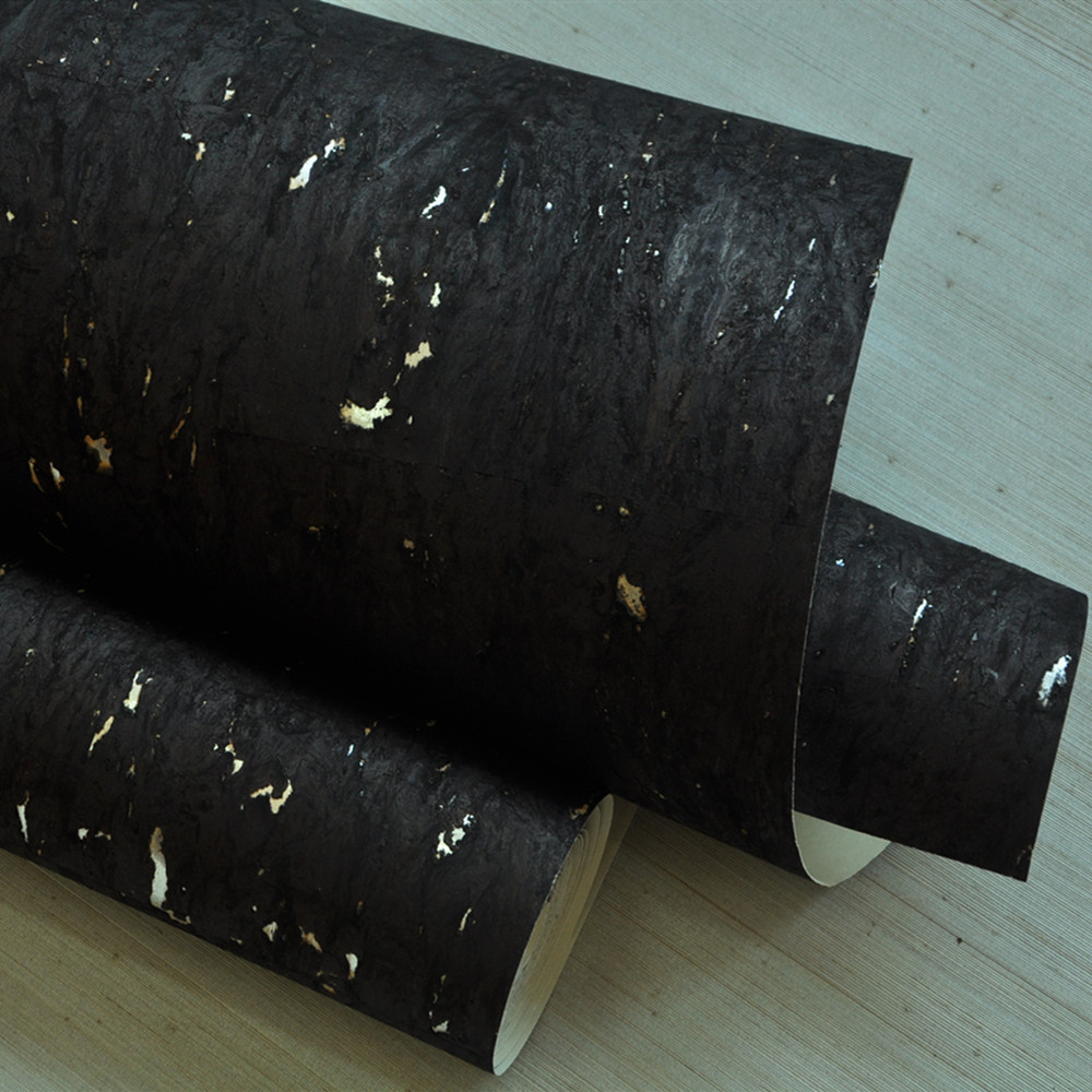 MYWIND Free Sample Design New Natural Cork Black Silver  Metallic Paper Backing Texture Luxury Design Home Decor Cork Wallpaper