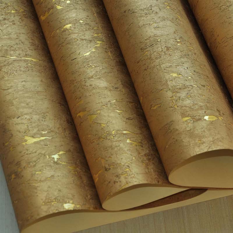 MYWIND Wallcovering Free Sample Gold Metallic Luxury design Home Decor Natural Wood Cork Wallpaper