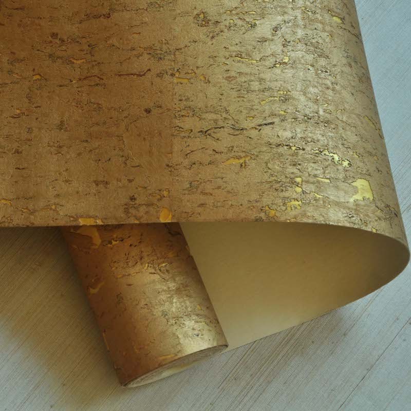 MYWIND Wallcovering Free Sample Gold Metallic Luxury design Home Decor Natural Wood Cork Wallpaper