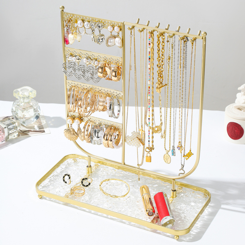 MW-38 Metal Jewelry Stand Organizer 3in1 Necklace Display Bracelet Earrings and Ring Tray Jewelry Holder Hanger