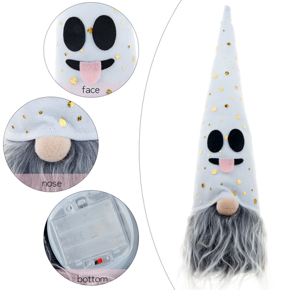 YH-180 Custom Light up Stuffed Gnomes Gonk Cloth Faceless Plush Halloween Gnomes For Halloween Decor