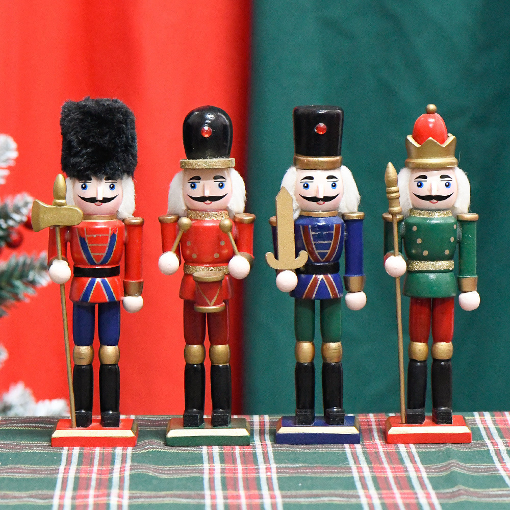 SW-304 Wholesale 18cm 4Pcs/set wooden nutcracker for festival gifts