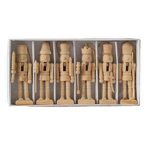 SW-289 DIY Wooden Christmas Nutcrackers 13cm 6 pcs Unfinished Coloring Christmas Nutcracker Ornaments