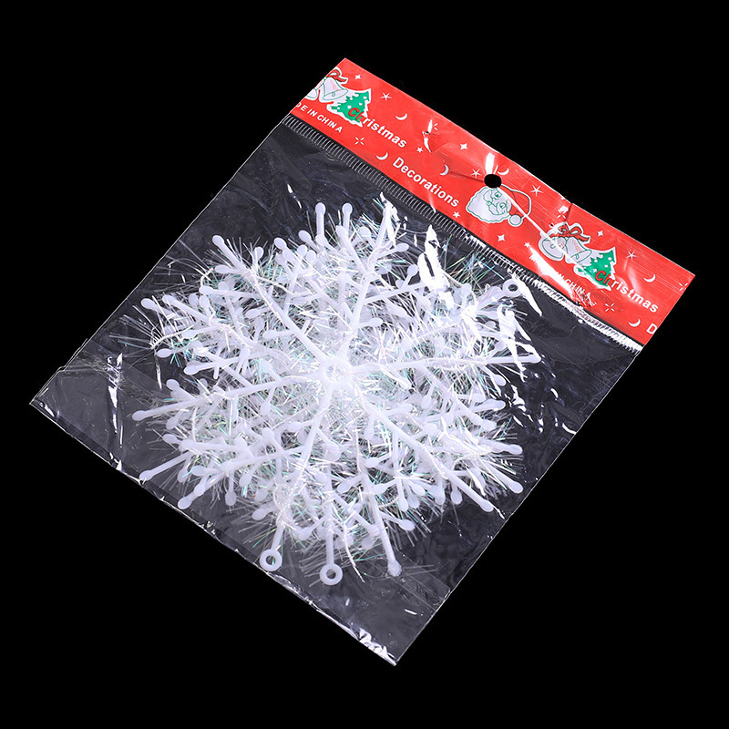 PF-6501 Christmas Tree Festival Decoration 11CM White Glitter Hanging Stick 3D Snowflake