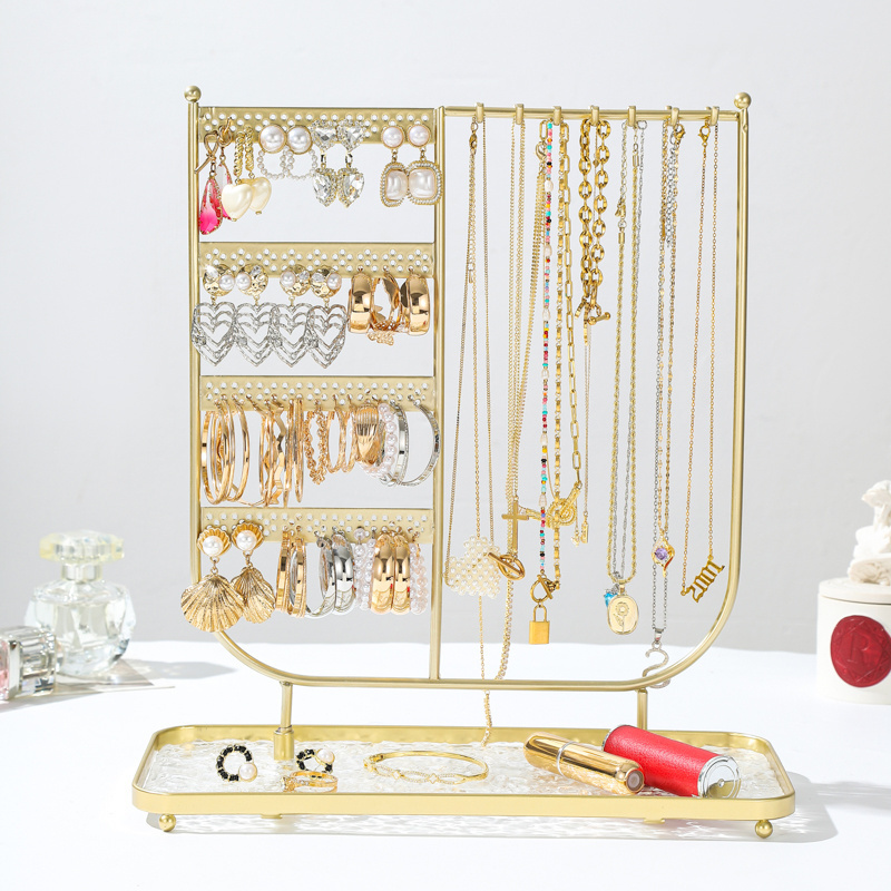 MW-38 Metal Jewelry Stand Organizer 3in1 Necklace Display Bracelet Earrings and Ring Tray Jewelry Holder Hanger