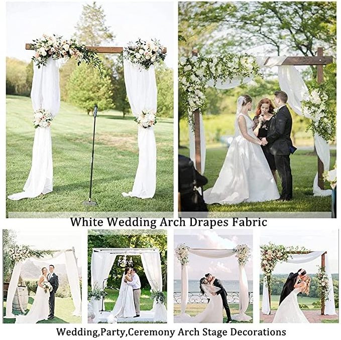 BH-263 White Wedding Arch Drapes Fabric 6 Yards Sheer Backdrop Curtains for Ceremony Party Stage Ceiling Decorations