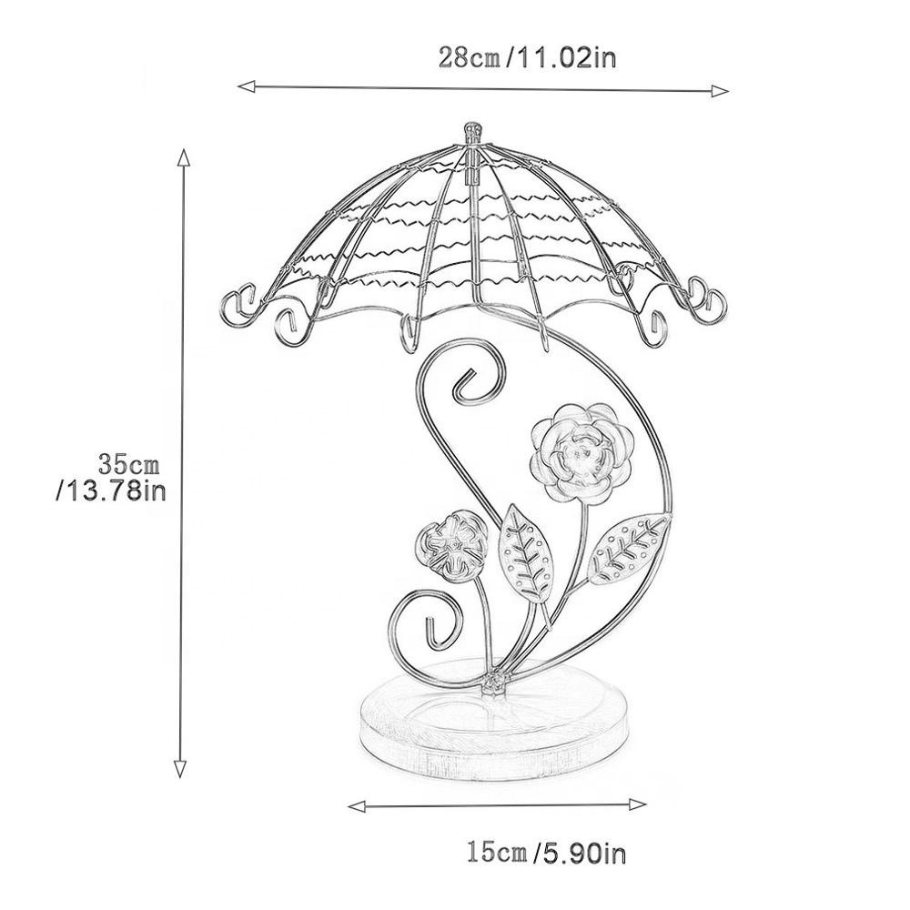 Creative Jewelry Hanging Rose Umbrella rotating necklace rack Earring Displays Stand