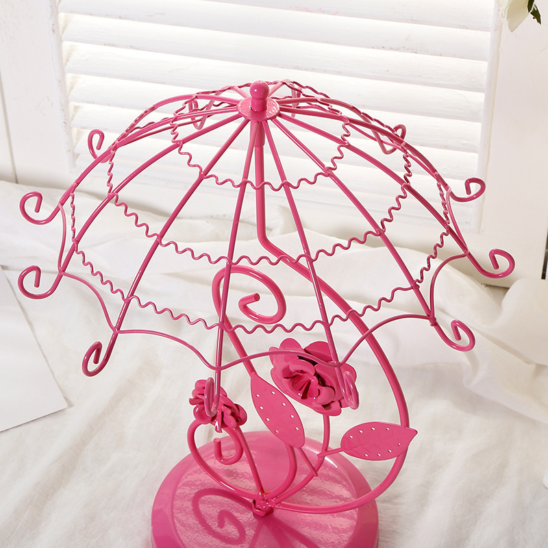 Creative Jewelry Hanging Rose Umbrella rotating necklace rack Earring Displays Stand