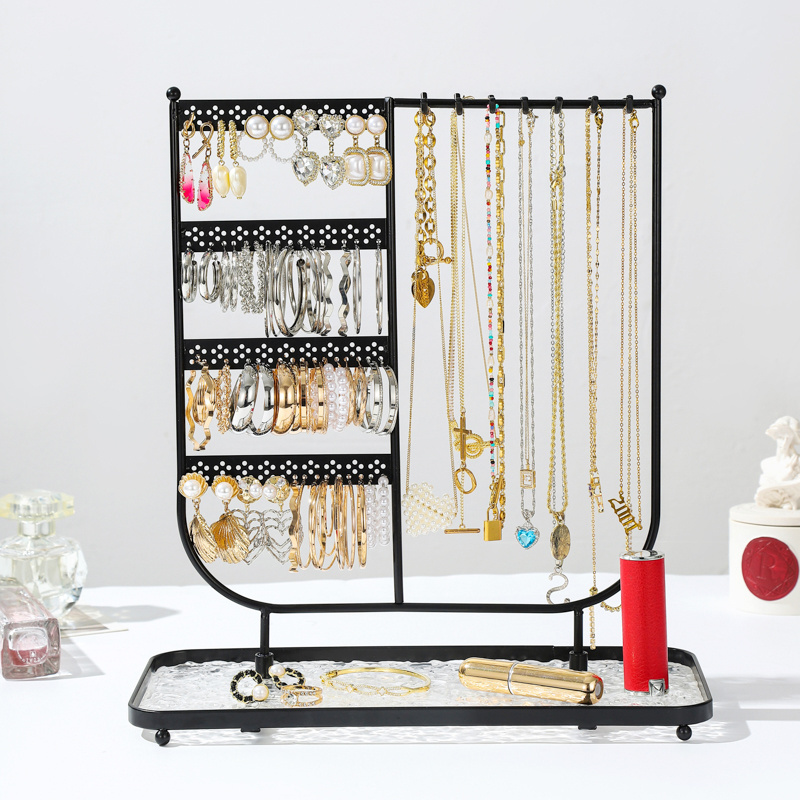 MW-38 Metal Jewelry Stand Organizer 3in1 Necklace Display Bracelet Earrings and Ring Tray Jewelry Holder Hanger