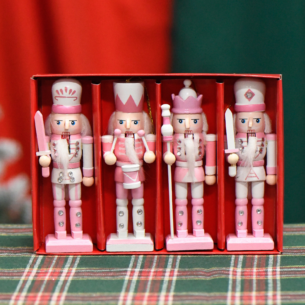 SW-135 13cm 4pcs/set Pink Green Christmas Nutcrackers