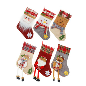 YH-132 Elk Christmas Santa Fireplace Hanging Stockings for Child Gift Xmas Tree Decoration