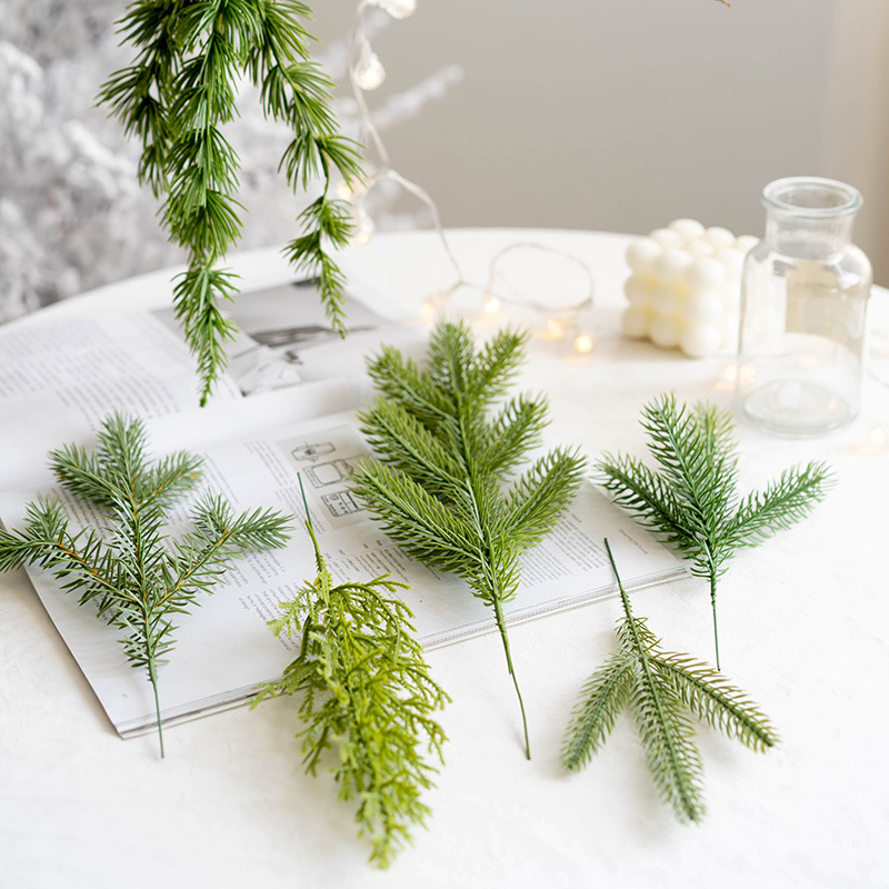 LS-526 Artificial Pine Needles Branches for DIY Garland Wreath Christmas Holiday Home Wall Garden Decoration