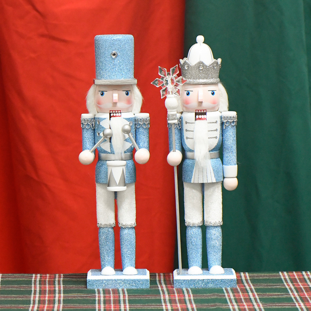 SW-305 Blue King 30cm Traditional Wooden Nutcracker for Festive Christmas Shelves and Tables Decor