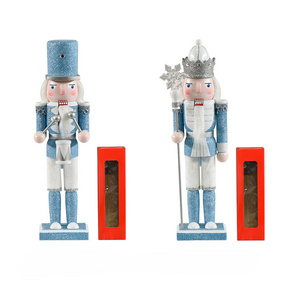 SW-305 Blue King 30cm Traditional Wooden Nutcracker for Festive Christmas Shelves and Tables Decor