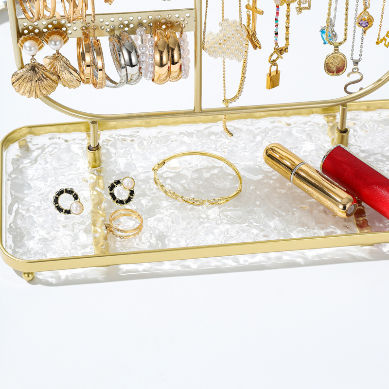 MW-38 Metal Jewelry Stand Organizer 3in1 Necklace Display Bracelet Earrings and Ring Tray Jewelry Holder Hanger