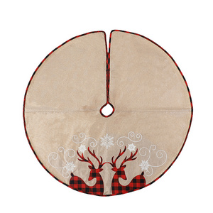 KA-209 Christmas tree skirt decoration supplies embroidery snowflake reindeer linen tree skirts