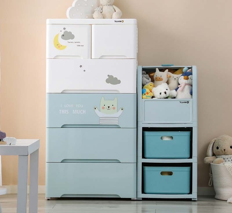 Household Kid Clothes Organizer Cabinet Baby Toy Carton Cute PP Plastic Storage Baby Drawers