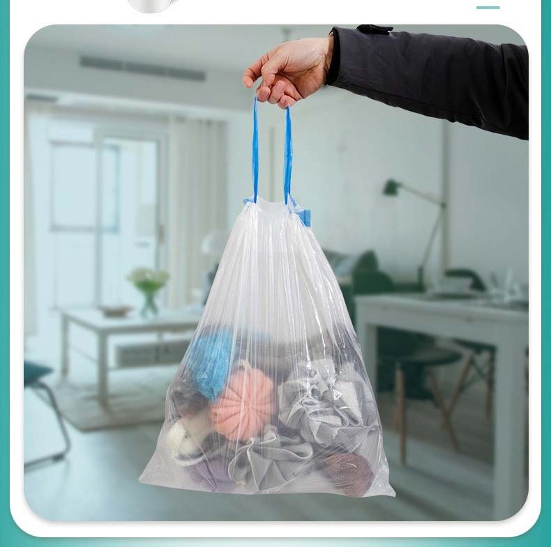 Garbage bag household portable thickened affordable drawstring kitchen household bucket white garbage bag drawstring plastic bag