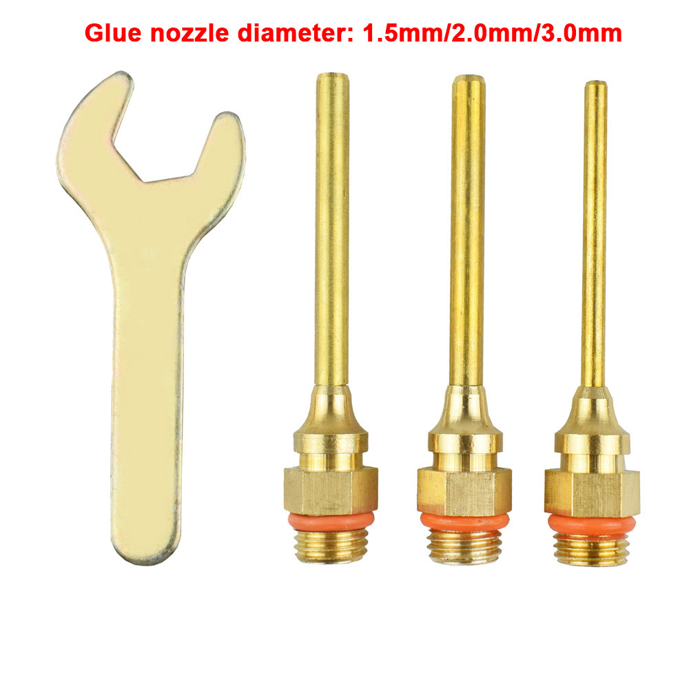 Universal Heat Melt Glue Gun Nozzles 70x1.5mm 70x2.0mm 70x3.0mm with Mini Wrench Hot Glue Gun Nozzles Adhesive Tool Mouth