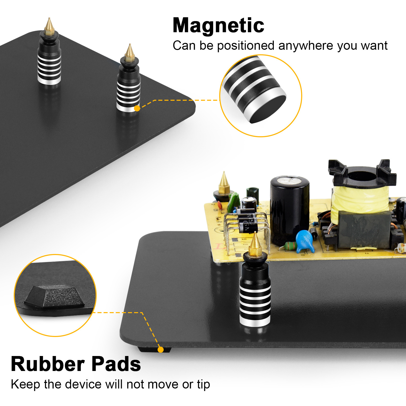 Soldering PCB Holder Welding Helping Hands Heat Gun Frame 4 Pcs Magnetic Flexible Arm PCB Clip Holder with Heavy Duty Base