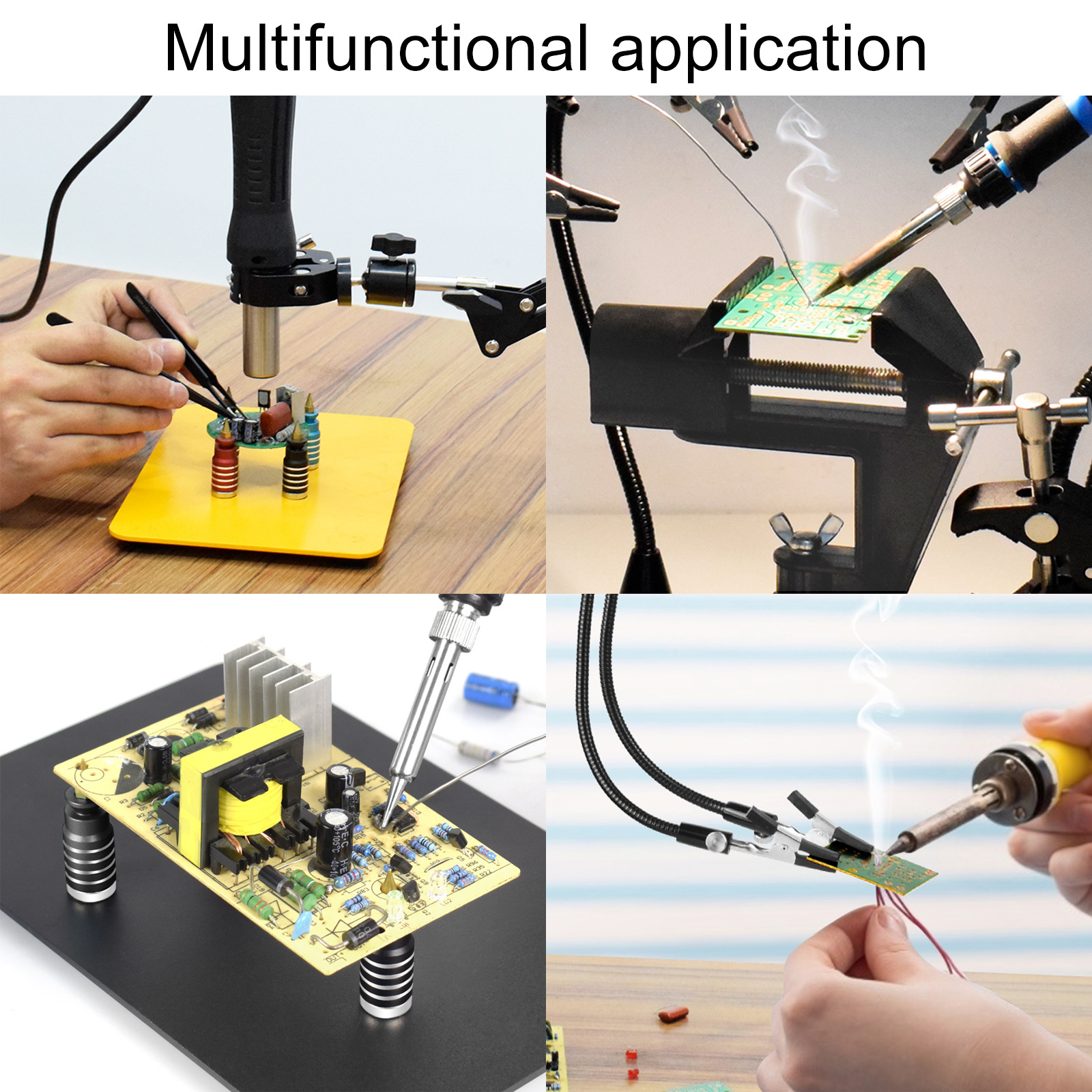 Soldering PCB Holder Welding Helping Hands Heat Gun Frame 4 Pcs Magnetic Flexible Arm PCB Clip Holder with Heavy Duty Base