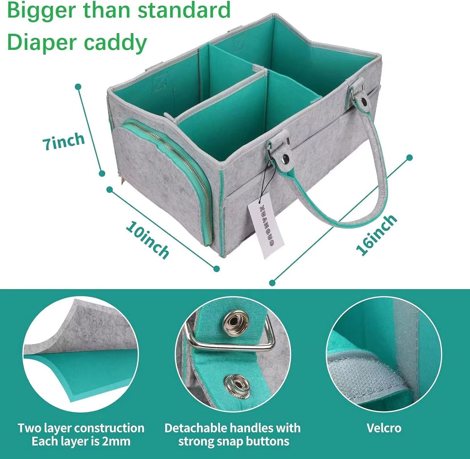 Large Nursery Storage Bin Basket Portable Baby Diaper Caddy Organizer Tote Bag Boy Girl Newborn Essentials Must-Haves Changing