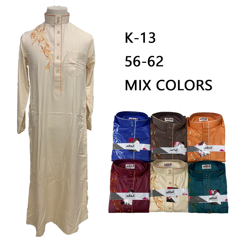 Wholesale Middle East Africa Men's Arab Robes Islamic Clothing Embroidery Long Sleeve Pakistan Muslim Men's Embroidery long gown