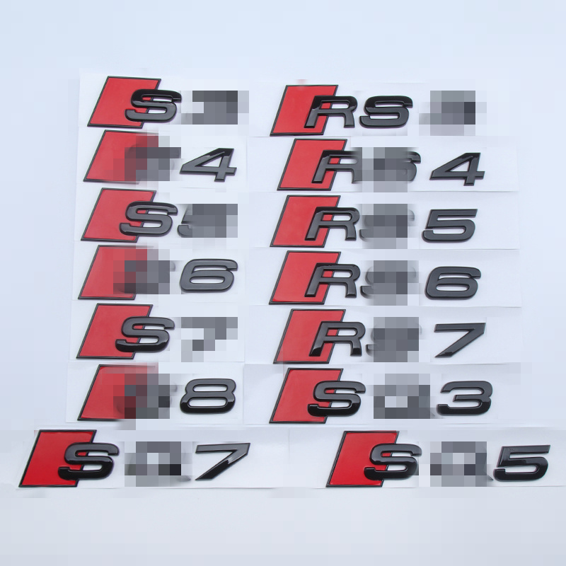 Four wrings and S LOGO for Audi A3 A4 A5 A6 A7 RS style logo for S3 S4 S5 S6 S7 TRUNK LOGO FOR Audi S3 S4 S5 S6 S7