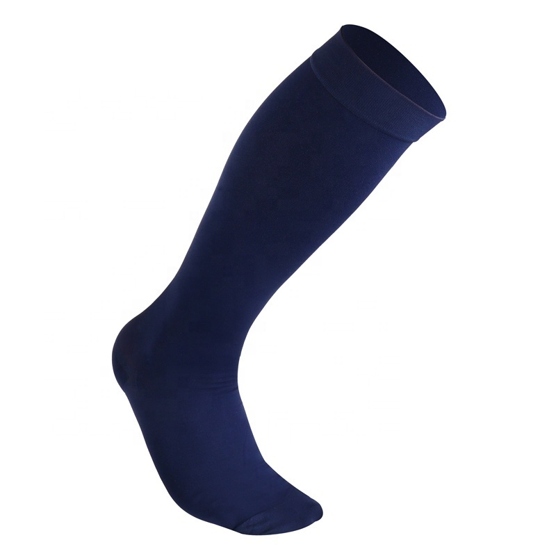 Navy Blue Travel Knee High Socks With Graduated Compression