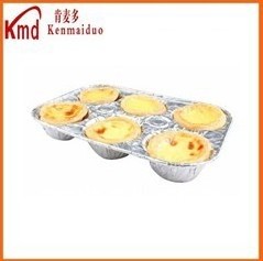 Aluminum Foil Containers for Cup Cake 6 Compartments Egg Tart Plate Oven Baking Tray