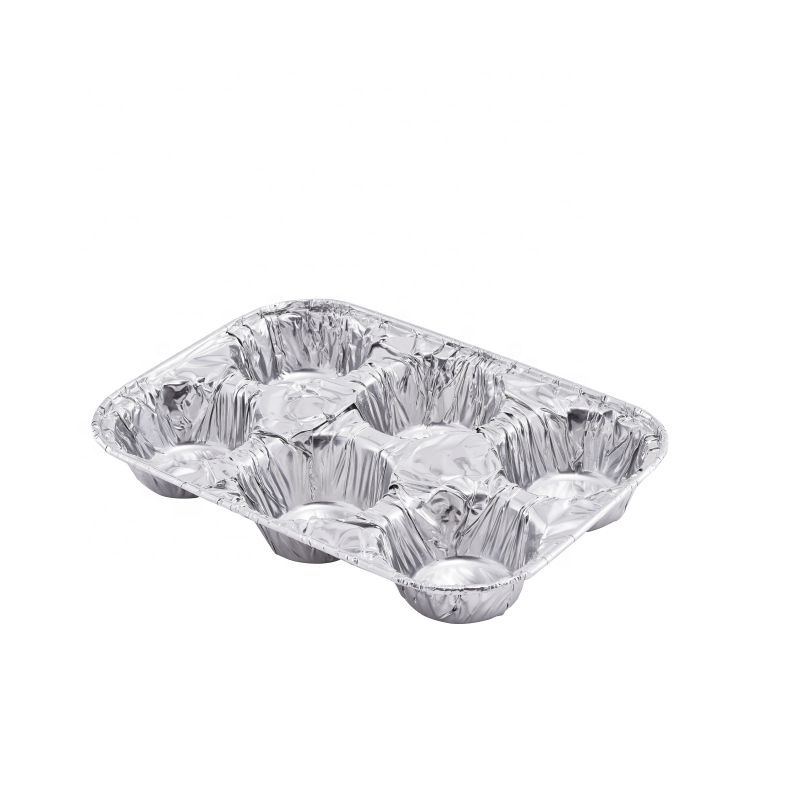 Aluminum Foil Containers for Cup Cake 6 Compartments Egg Tart Plate Oven Baking Tray