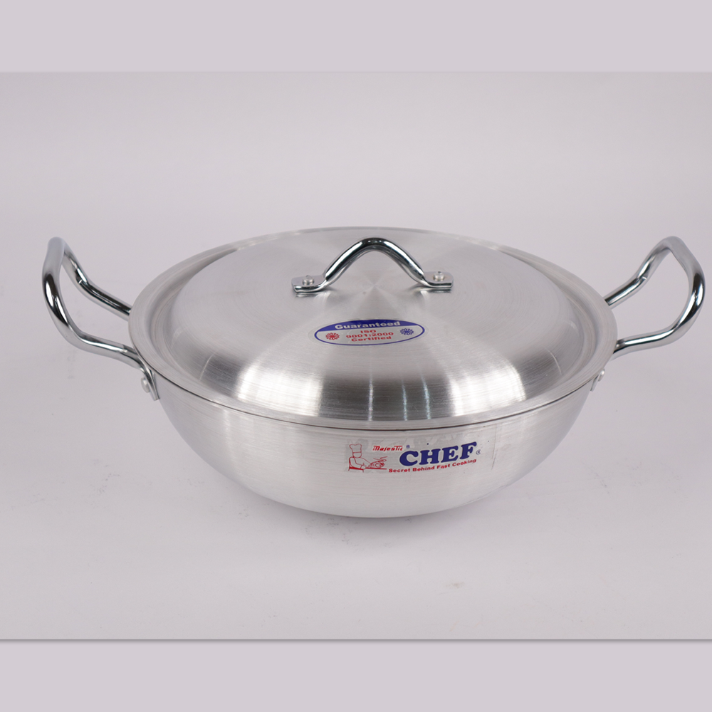 Chef Whole Sale Hot Selling Customization Kitchen Durable Cast Aluminum Wok With Lid Gas Stove Wok For Home And Commercial Use