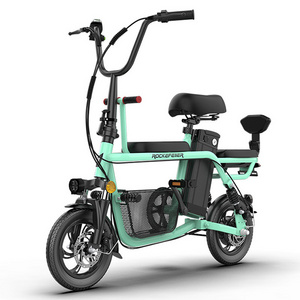 48V 8Ah long range 12 inch mini electric tandem bicycle folding portable city electric pet bike for women