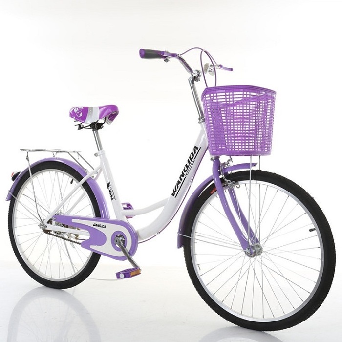 22 24 inch adjustable saddle bike folding purple lady's bike adults big bike with laggue