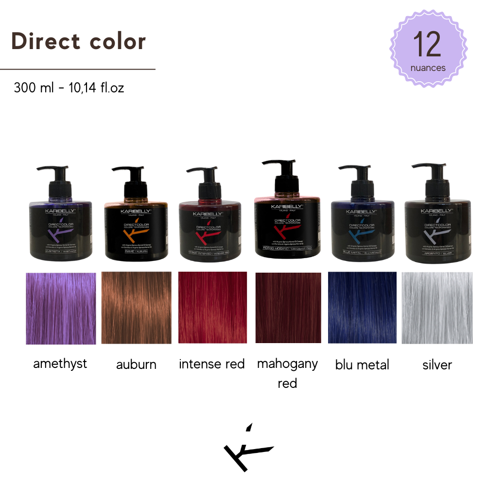 Made In Italy Quality Temporary Hair Dye Direct Color 13 glossy nuances 300 ml 100% Cover Gray Hair for Salon and Distributors