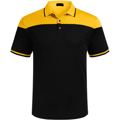 Yellow Black Polo Collar T shirts For Men With Logo Embroidery T-shirt Men's Cotton T-shirts Polo Shirts for Men OEM Polo Shirts