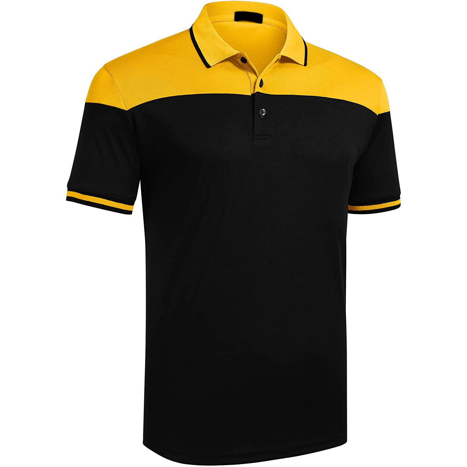 Yellow Black Polo Collar T shirts For Men With Logo Embroidery T-shirt Men's Cotton T-shirts Polo Shirts for Men OEM Polo Shirts