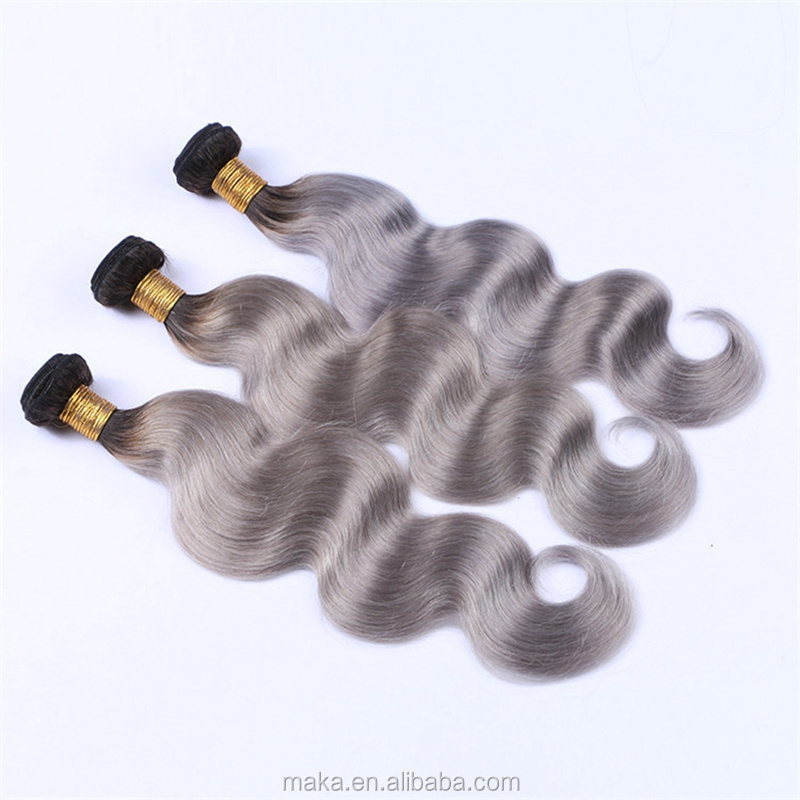 Gray hair weave Grey remy hair extensions Grey human hair weave T1B/GRAY